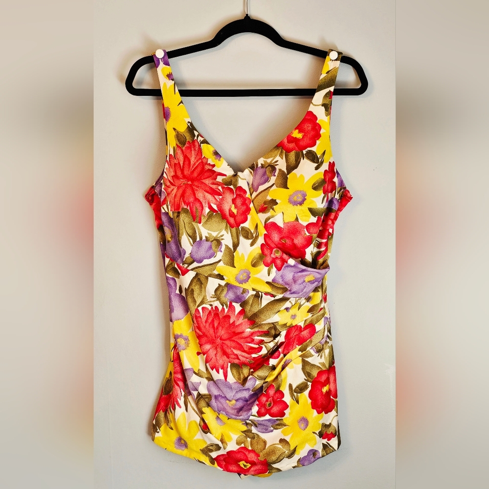Vintage Floral Skirted Swimsuit By Roxanne
